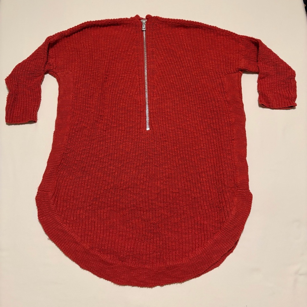 express Red Knit Sweater with Zipper